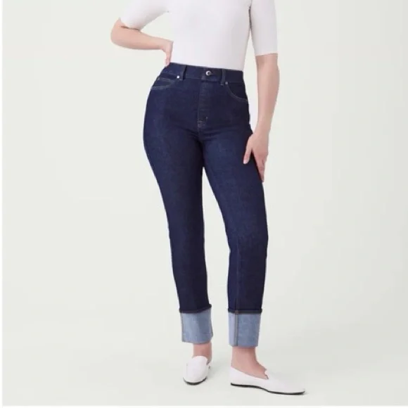SPANX Cuffed Straight Leg Jeans sz M - Picture 1 of 9